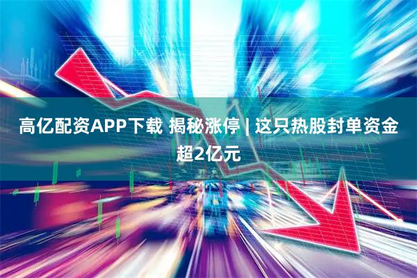 高亿配资APP下载 揭秘涨停 | 这只热股封单资金超2亿元