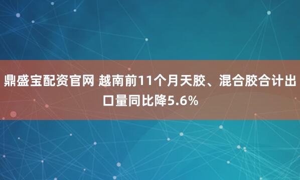 鼎盛宝配资官网 越南前11个月天胶、混合胶合计出口量同比降5.6%